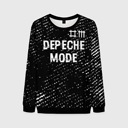 Мужской свитшот Depeche Mode glitch на темном фоне: символ сверху