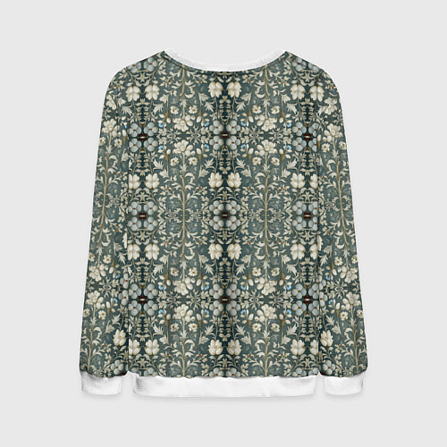 Мужской свитшот Белые цветочки на сером фоне / 3D-Белый – фото 2