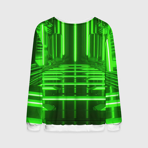 Мужской свитшот Зеленые световые объекты / 3D-Белый – фото 2