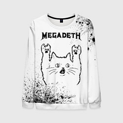 Мужской свитшот Megadeth рок кот на светлом фоне