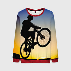 Свитшот мужской Прыжок велосипедиста, цвет: 3D-красный