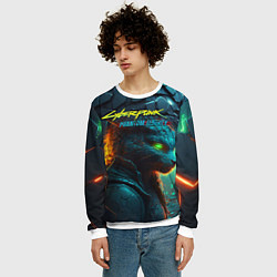 Свитшот мужской Сyberpunk 2077 phantom liberty cat, цвет: 3D-белый — фото 2