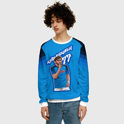 Свитшот мужской Хвича Кварацхелия ФК Наполи 77, цвет: 3D-белый — фото 2