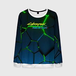 Свитшот мужской Cyberpunk 2077 phantom liberty green neon, цвет: 3D-белый