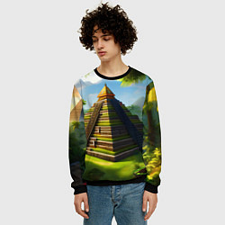 Свитшот мужской Пирамида индейцев майя, цвет: 3D-черный — фото 2