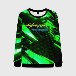 Свитшот мужской Cyberpunk 2077 phantom liberty neon green, цвет: 3D-черный