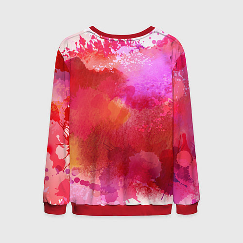Мужской свитшот Брызги акварели на белом / 3D-Красный – фото 2