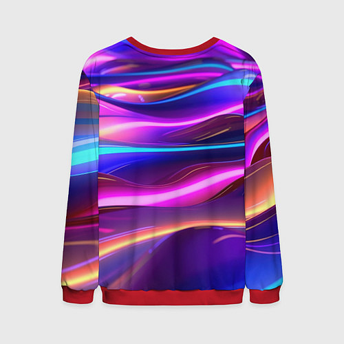 Мужской свитшот Неоновые волны / 3D-Красный – фото 2