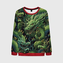 Свитшот мужской Зеленые драконы: арт нейросети, цвет: 3D-красный