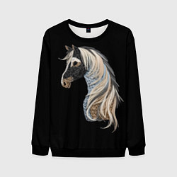 Свитшот мужской Вышивка Лошадь, цвет: 3D-черный