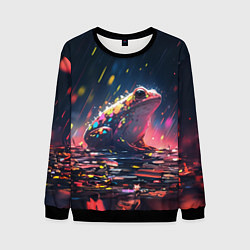 Свитшот мужской Лягушка под дождем - нейросеть, цвет: 3D-черный