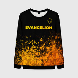 Свитшот мужской Evangelion - gold gradient: символ сверху, цвет: 3D-черный