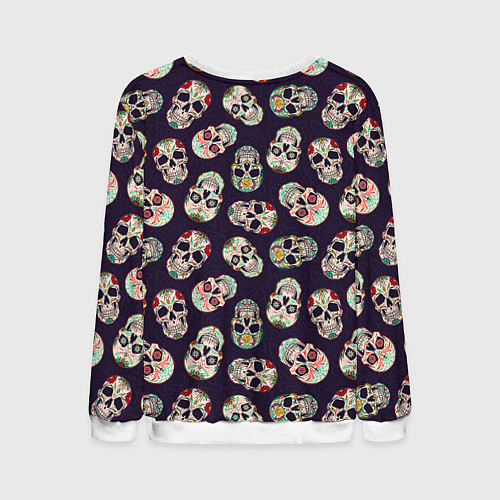 Мужской свитшот Узор с черепами Pattern with skulls / 3D-Белый – фото 2