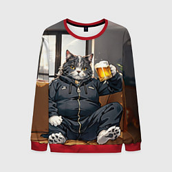 Мужской свитшот Толстый кот со стаканом пива