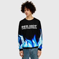 Свитшот мужской Red Hot Chili Peppers blue fire, цвет: 3D-черный — фото 2