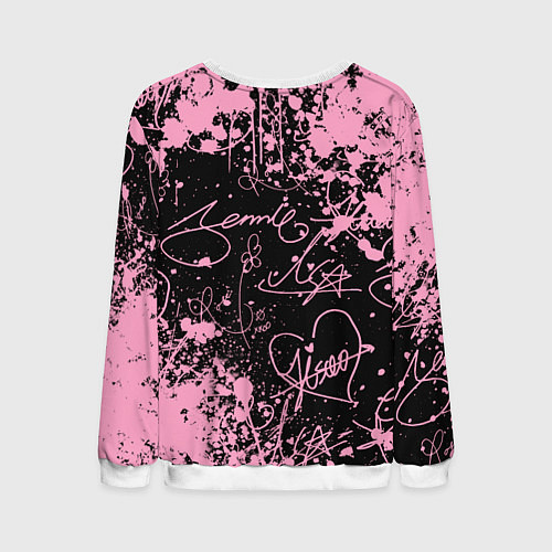 Мужской свитшот Блэкпинк - автографы / 3D-Белый – фото 2