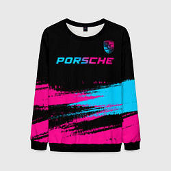 Мужской свитшот Porsche - neon gradient: символ сверху