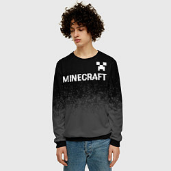 Свитшот мужской Minecraft glitch на темном фоне: символ сверху, цвет: 3D-черный — фото 2