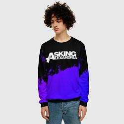 Свитшот мужской Asking Alexandria purple grunge, цвет: 3D-черный — фото 2