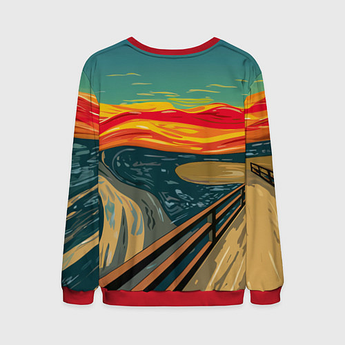 Мужской свитшот Утка пародия на картину Крик / 3D-Красный – фото 2