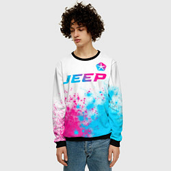 Свитшот мужской Jeep neon gradient style: символ сверху, цвет: 3D-черный — фото 2