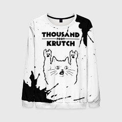 Мужской свитшот Thousand Foot Krutch рок кот на светлом фоне