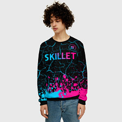 Свитшот мужской Skillet - neon gradient: символ сверху, цвет: 3D-черный — фото 2