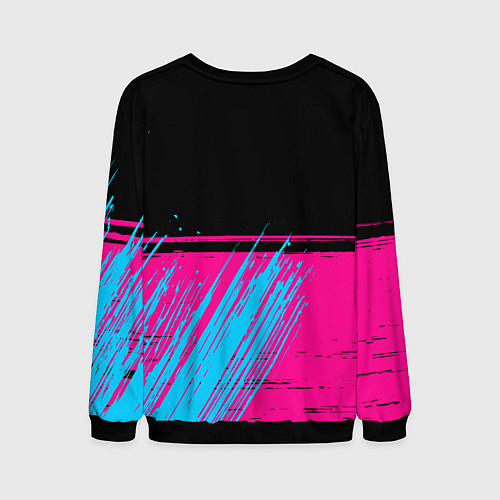 Мужской свитшот Poppy Playtime - neon gradient: символ сверху / 3D-Черный – фото 2