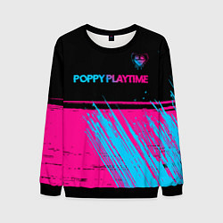 Мужской свитшот Poppy Playtime - neon gradient: символ сверху