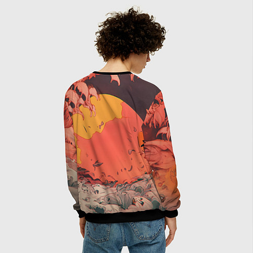 Мужской свитшот Зоро на закате - One Piece / 3D-Черный – фото 4