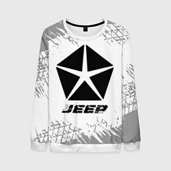 Мужской свитшот Jeep speed на светлом фоне со следами шин