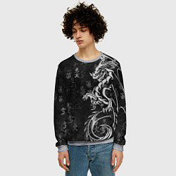 Свитшот мужской White dragon - grunge, цвет: 3D-меланж — фото 2