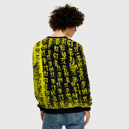 Мужской свитшот Ребекка в куртке самурая - Киберпанк / 3D-Черный – фото 4