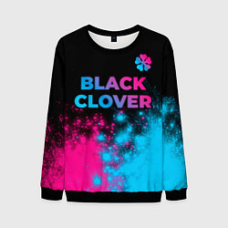 Свитшот мужской Black Clover - neon gradient: символ сверху, цвет: 3D-черный