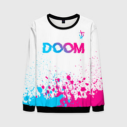 Свитшот мужской Doom neon gradient style: символ сверху, цвет: 3D-черный