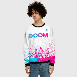 Свитшот мужской Doom neon gradient style: символ сверху, цвет: 3D-черный — фото 2