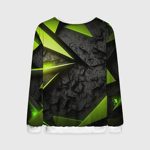 Мужской свитшот CS GO green black abstract / 3D-Белый – фото 2