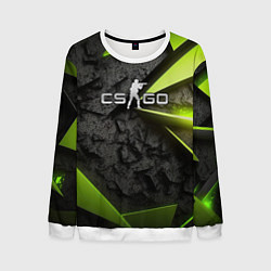 Свитшот мужской CS GO green black abstract, цвет: 3D-белый