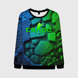 Свитшот мужской CS GO green black abstract, цвет: 3D-черный