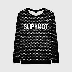 Свитшот мужской Slipknot glitch на темном фоне: символ сверху, цвет: 3D-черный