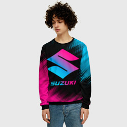 Свитшот мужской Suzuki - neon gradient, цвет: 3D-черный — фото 2