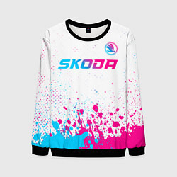 Мужской свитшот Skoda neon gradient style: символ сверху