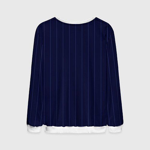 Мужской свитшот Серьезный тёмно-синий полосы / 3D-Белый – фото 2