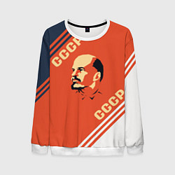 Свитшот мужской Ленин на красном фоне, цвет: 3D-белый