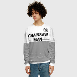 Свитшот мужской Chainsaw Man glitch на светлом фоне: символ сверху, цвет: 3D-белый — фото 2