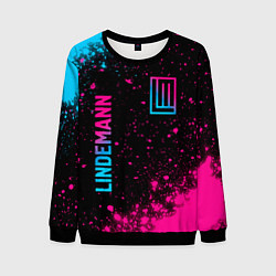 Свитшот мужской Lindemann - neon gradient: надпись, символ, цвет: 3D-черный