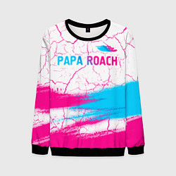 Свитшот мужской Papa Roach neon gradient style: символ сверху, цвет: 3D-черный