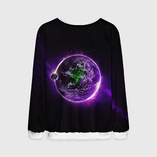 Мужской свитшот Планета - космос / 3D-Белый – фото 2