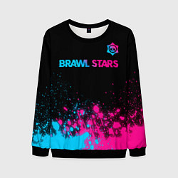 Мужской свитшот Brawl Stars - neon gradient: символ сверху