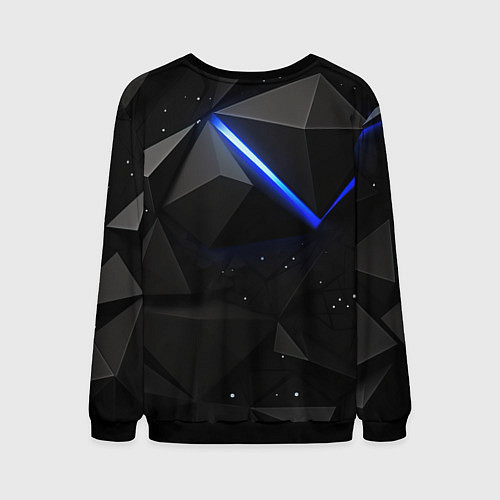 Мужской свитшот Черные плиты и синяя неоновая линия / 3D-Черный – фото 2